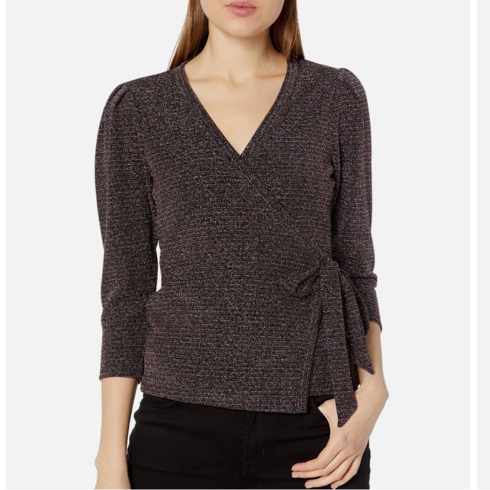 Paige Jasper Multi Metallic Wrap Top